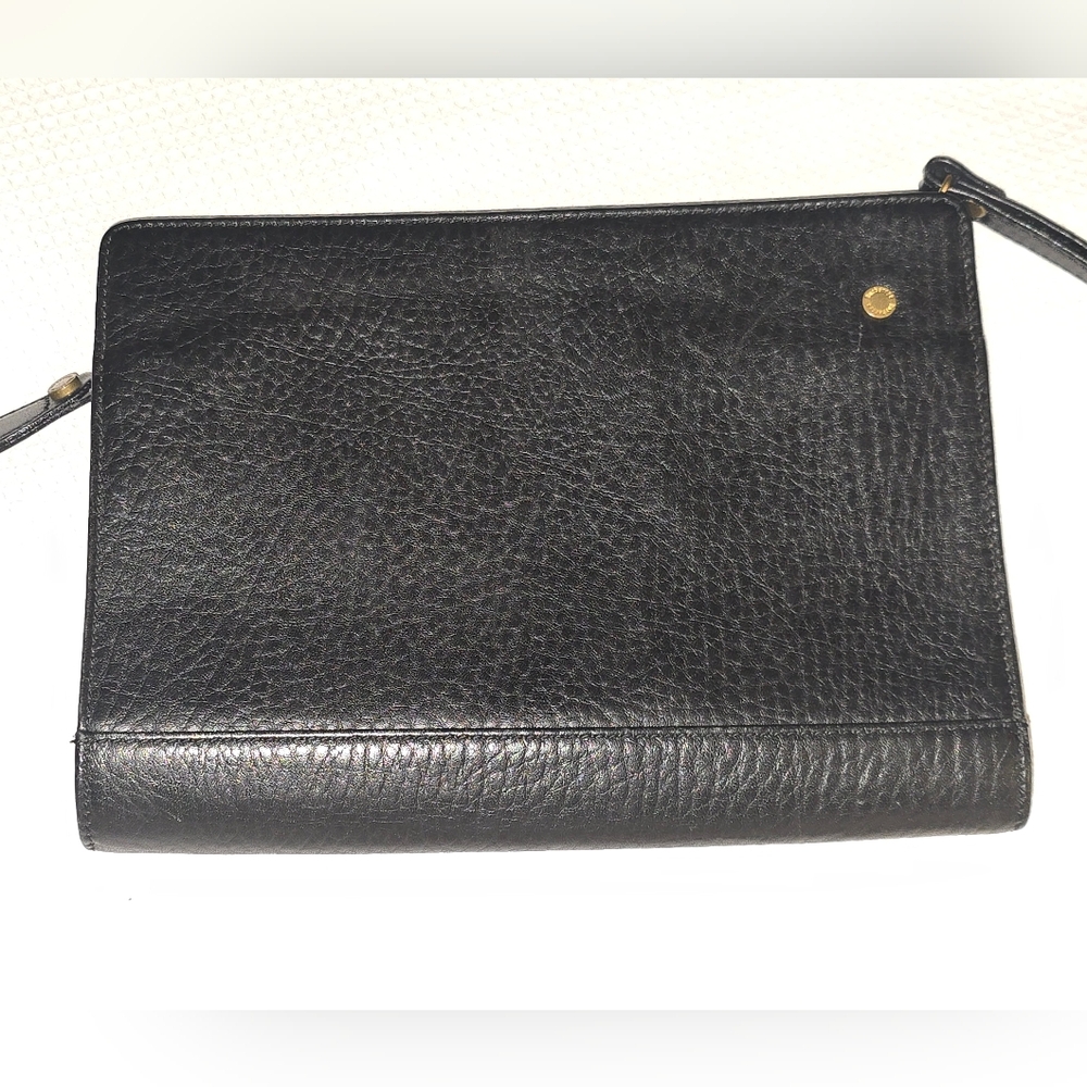 Vintage Burberry Black Pebbled Leather Zip Organizer Wristlet Nova Check - Picture 10 of 13
